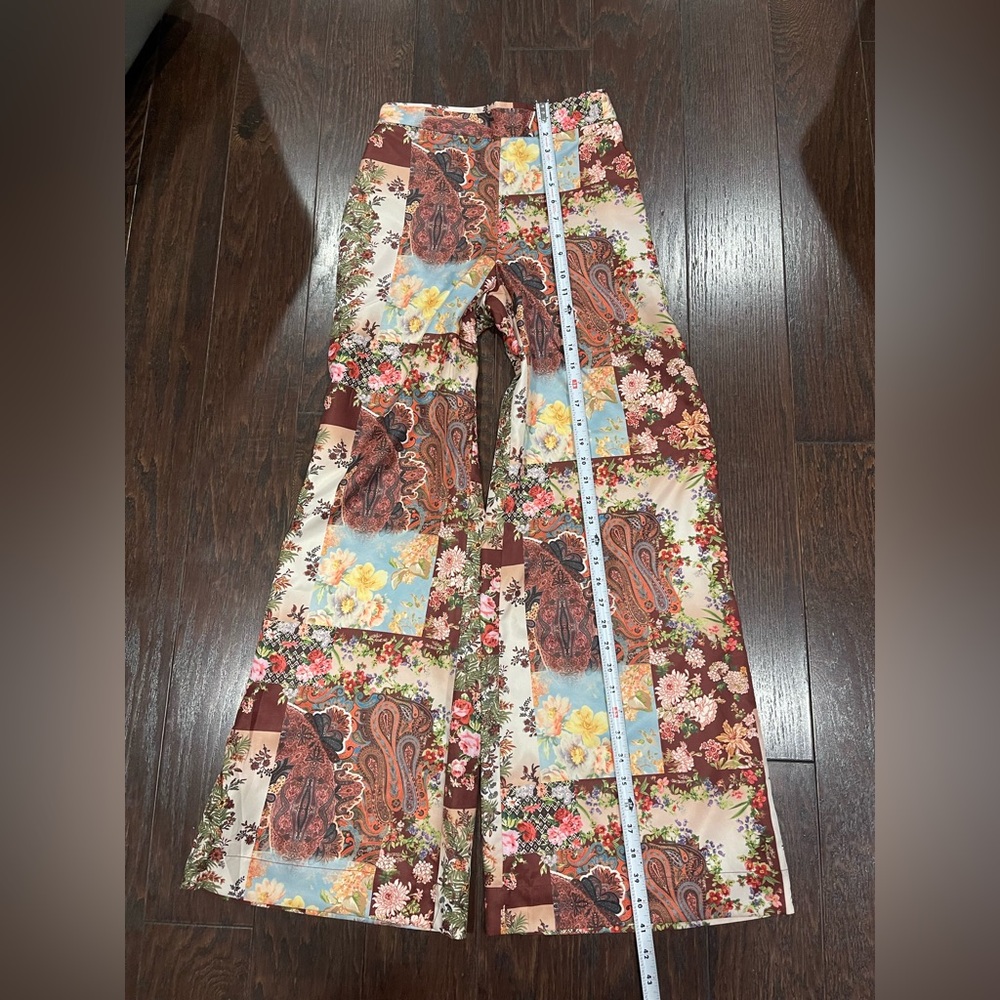 BOSTON PROPER Patchwork Print High Waist Palazzo Pant Wide Leg Women Size XXS - Picture 3 of 12